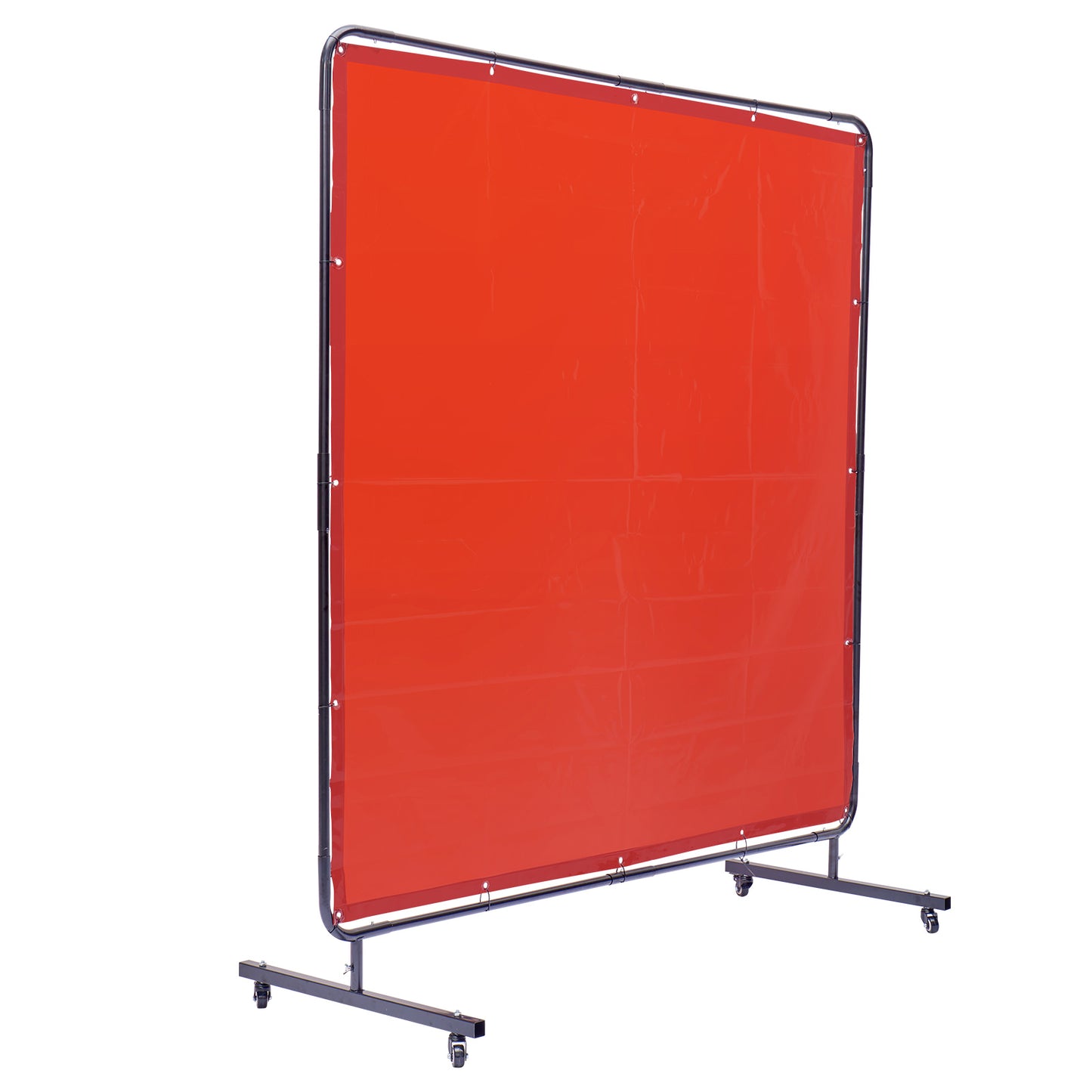 Welding Screen with Frame, 6ft x 6ft Welding Curtain Screen, Flame-Resistant Vinyl Welding Protection Screen on 4 Swivel Wheels (2 Lockable), Moveable  Professional for Workshop/Industrial, Red
