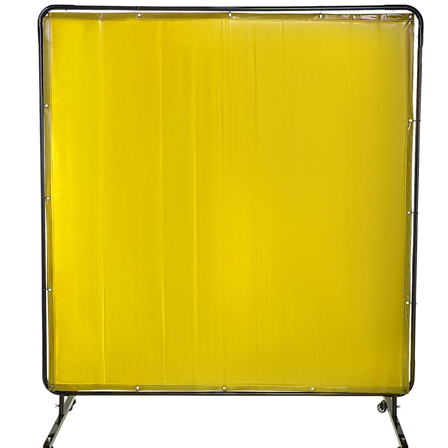 Welding Screen with Frame 6\ft x 6\ft, Welding Curtain with 4 Wheels, Welding Protection Screen Yellow Flame-Resistant Vinyl, Portable Light-Proof Professional