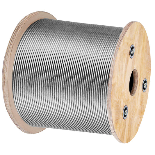T316 Stainless Steel Cable 1/8in 7x7 Steel Wire Rope Cable 500FT Cable Railing Transport Wire Rope Cable for Railing Decking DIY Balustrade